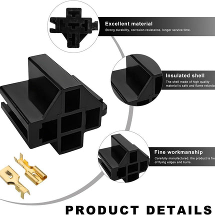 5 PCS Pin Relay Connectors, 12V Socket 30Amp/40Amp Connector with 6.3mm Terminals, Automotive Terminal Relays Case Holder for Cars Trucks SUVs, Car Accessories.