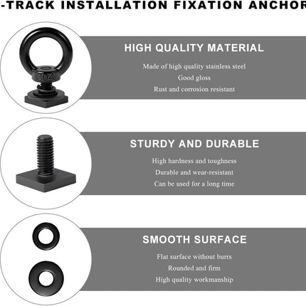 8 PCS T Track Mount Tie Down Anchor for Roof Rack, Heavy Duty 304 Stainless Steel M8 Rings, Bolt Eye Nut Point Kit Holding Bungee Cord Rope Hook 8PCS.