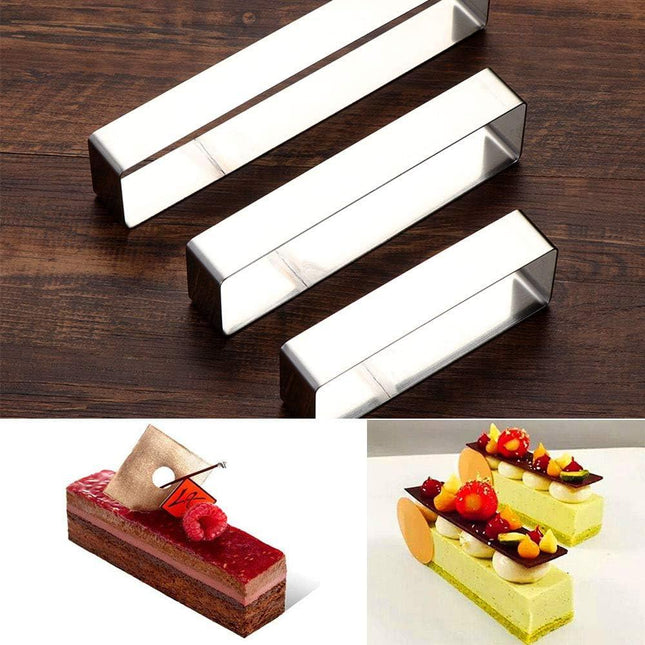 Mousse Mold 3-piece Set, Rectangle Ring Bakeware Tiramisu Cake Baking Cookie Cutters.