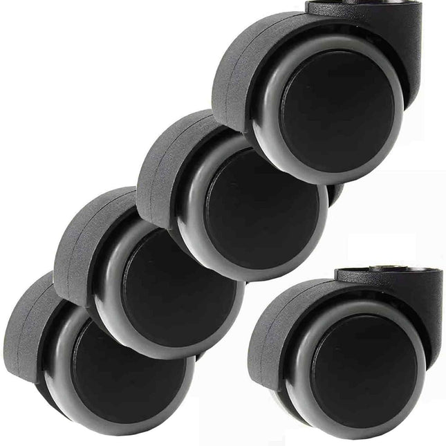 Office Chair Casters Wheels - Set of 5, Universal, Rodless, Silent, Easy Install, Metal, Swivel.