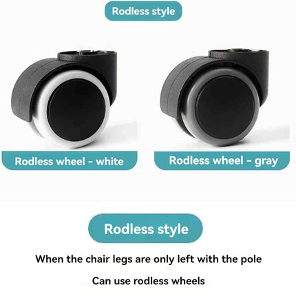 Office Chair Casters Wheels - Set of 5, Universal, Rodless, Silent, Easy Install, Metal, Swivel.