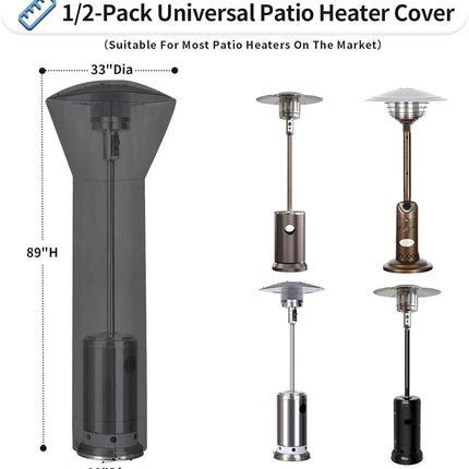 OutdoorLines Waterproof Outdoor Patio Heater Covers with Zipper and Storage Bag, Dust-proof UV-Resistant Windproof Propane Heavy Duty Heater Cover for Standing Heater, 1 Pack-89Hx33Dx19B inch Black.