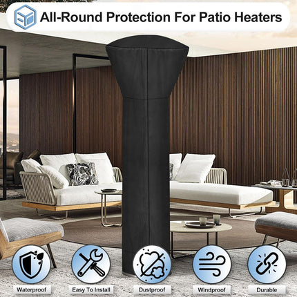 OutdoorLines Waterproof Outdoor Patio Heater Covers with Zipper and Storage Bag, Dust-proof UV-Resistant Windproof Propane Heavy Duty Heater Cover for Standing Heater, 1 Pack-89Hx33Dx19B inch Black.