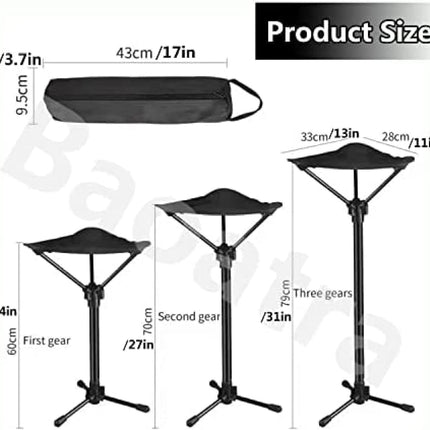 Portable Telescopic Stool - Lightweight Folding Chair for Camping & Fishing - Height Adjustable, Single Leg Tripod Seat - Foldable & Compact Design.