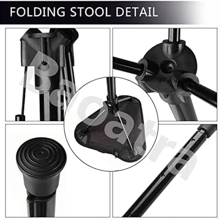Portable Telescopic Stool - Lightweight Folding Chair for Camping & Fishing - Height Adjustable, Single Leg Tripod Seat - Foldable & Compact Design.