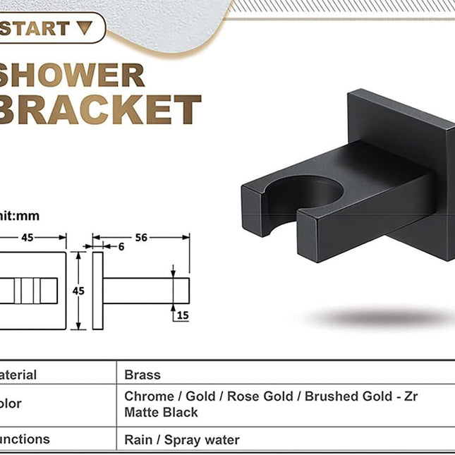 Wall Mounted Bracket for Handheld Shower Head Multicolor Adjustable Holder Design To Meet Any Space Bathroom Showering Spraying Angle Chrome,Brushed gold.