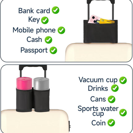 Luggage Cup Holder Suitcases Cup Holder Luggage Drink Caddy Suitcase Beverage Cups Holders Travel Essentials for Flight Attendants Business Travelers, Black.