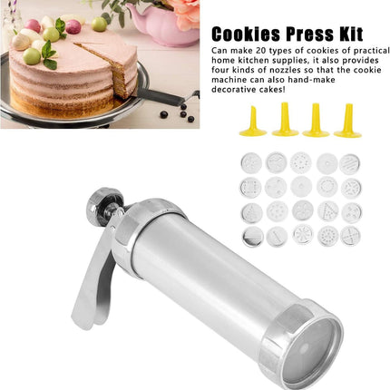 Cookie Press,Electric Cookie Press Gun with 20 Cookie Shapes Discs and 4 Piping Nozzle Cookie Press for Baking Maker Baking Kit Icing Machine for Cream Pastry Decorating.