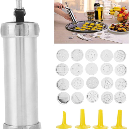 Cookie Press,Electric Cookie Press Gun with 20 Cookie Shapes Discs and 4 Piping Nozzle Cookie Press for Baking Maker Baking Kit Icing Machine for Cream Pastry Decorating.