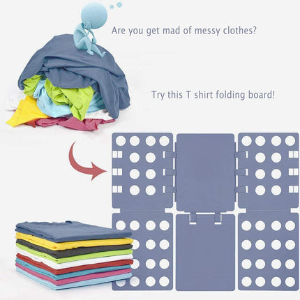 Shirt Folding Board, 27.56 x 22.44 T Shirt Folder, Easy and Fast Flip Fold Clothes Folding Board, Durable Plastic Laundry Folders Collapsible Liner for Easy Storage and Travel (Gray).