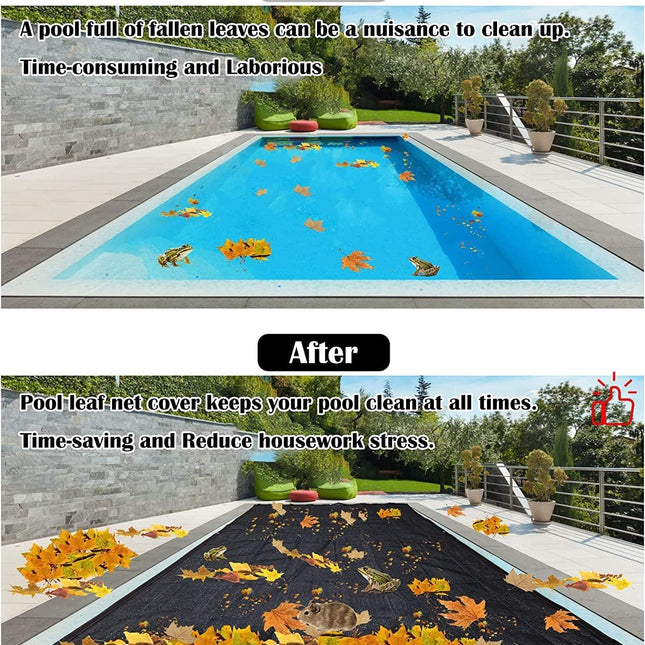 Leaf Net Pool Cover,Protective Mesh Cover with Reinforcement Edge and Rope,All-Weather Outdoor Cover for Inground and Above Ground Swimming Pools, Cuttable Rectangle Shape (12x24ft).