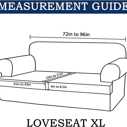 3 Piece T Cushion Sofa Slipcovers Thick Couch Cover Furniture Protector Stretch T Cushion Sofa Covers for 2 Cushion Couch with 2 Individual T Cushion Covers Washable (Blue, Loveseat X-Large).