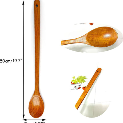 Extra Long Handle Wooden Spoon -19.7 inch Wooden Kitchen Utensils Wood Stirring Wood Soup Cooking Mixing Hardwood Cookware.