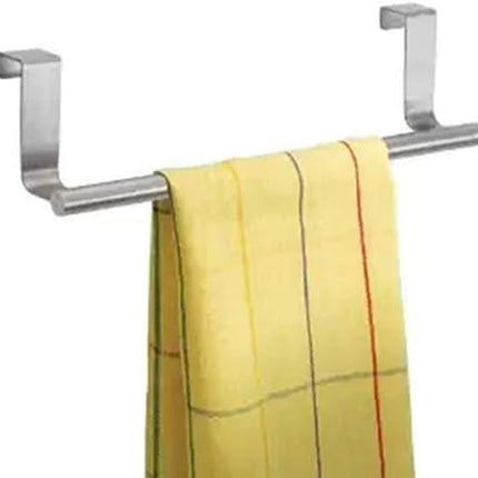 Stainless Steel Over The Cabinet Dish and Hand Towel Bar Holder Over Kitchen Drawer Door Towel Rack Hook Bathroom Towel Hanger 23 cm.