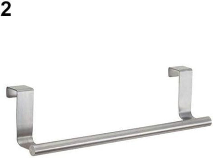Stainless Steel Over The Cabinet Dish and Hand Towel Bar Holder Over Kitchen Drawer Door Towel Rack Hook Bathroom Towel Hanger 23 cm.