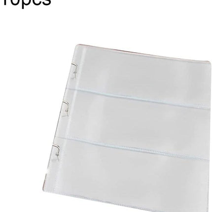10 Sheets 3-Pocket Clear Paper Bill Holder Stamp Coin Collector Loose Leaf Sheet Collecting Album Page Random.