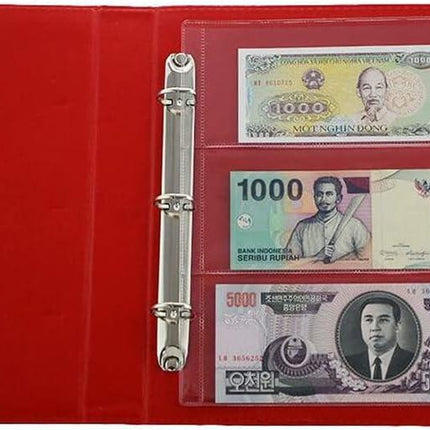 10 Sheets 3-Pocket Clear Paper Bill Holder Stamp Coin Collector Loose Leaf Sheet Collecting Album Page Random.