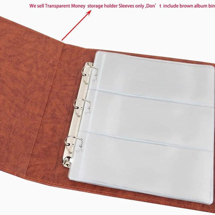 10 Sheets 3-Pocket Clear Paper Bill Holder Stamp Coin Collector Loose Leaf Sheet Collecting Album Page Random.