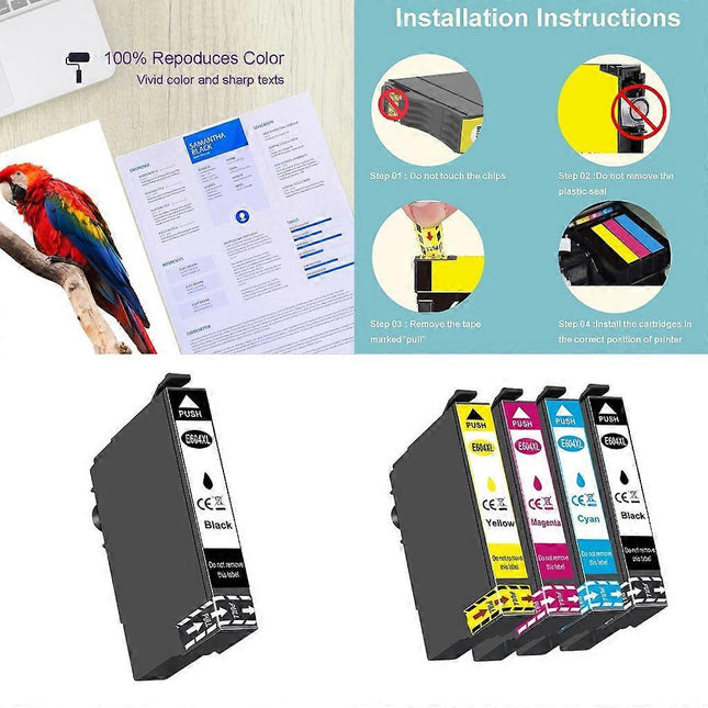 XP-2200 XP-2205 Compatible 604XL Ink Cartridge for Expression Home Printer High Yield Vivid Colors.