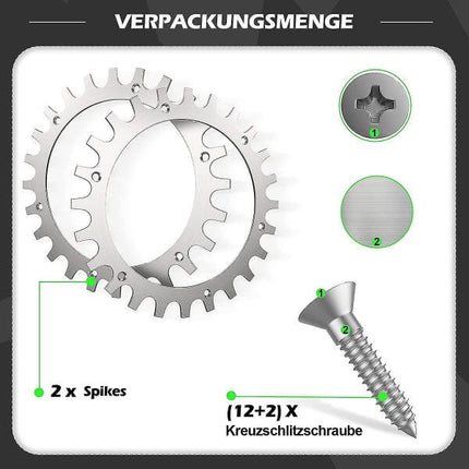 Premium Stainless Steel Spikes for Worx Landroid S/M - 2-Pack with Screws (205mm Wheel).