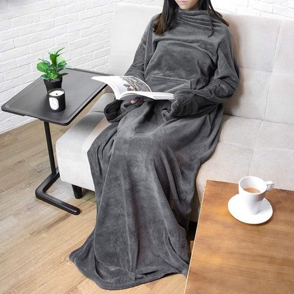 Portable Blanket with Sleeves Winter Soft Sherpa Weighted Blanket Sofa Blanket Adult Warm Long Lazy TV Blanket Plush Coat.