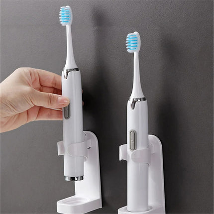 2-Pack White Wall-Mounted Toothbrush Holder Compatible with Oral-B and Braun Electric Toothbrushes.