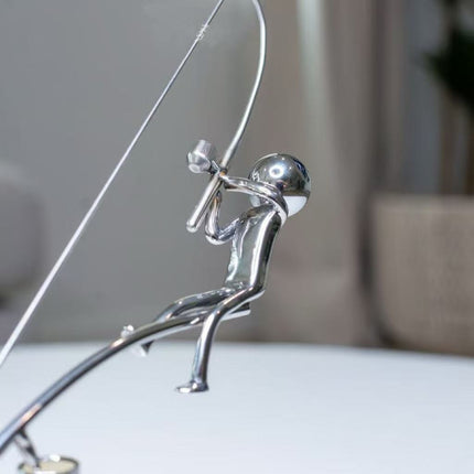 Kinetic Desk Art Balancing Fisherman Sculpture for Office Zen Home Decor and Gifts.