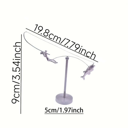 Kinetic Desk Art Balancing Fisherman Sculpture for Office Zen Home Decor and Gifts.