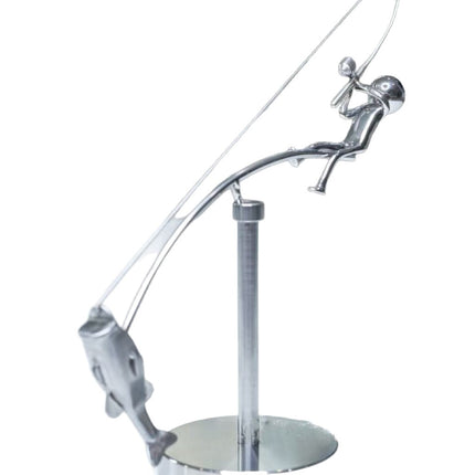 Kinetic Desk Art Balancing Fisherman Sculpture for Office Zen Home Decor and Gifts.