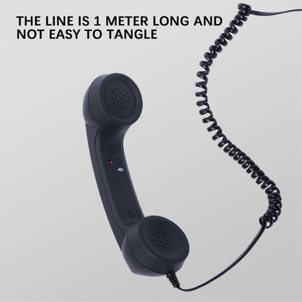 USB-C Retro Telephone Handset for Mobile Phones, Plug \u0026 Play, Radiation Protection, Compatible with iPhone \u0026 Android, Black.