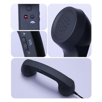 USB-C Retro Telephone Handset for Mobile Phones, Plug \u0026 Play, Radiation Protection, Compatible with iPhone \u0026 Android, Black.