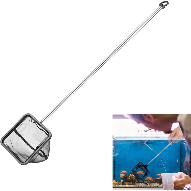Aquarium Fishing Net Adjustable Telescopic Extendable Handle Mini Foldable for Fish Tank Compatible with Multiple Brands 1 Pack.