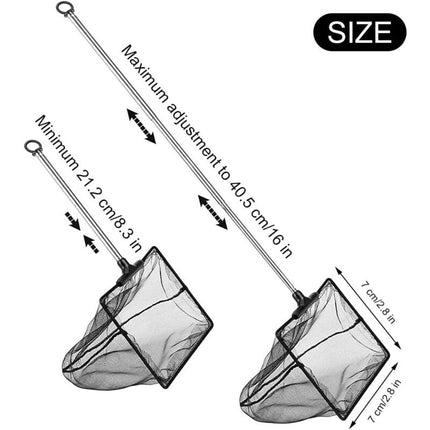 Aquarium Fishing Net Adjustable Telescopic Extendable Handle Mini Foldable for Fish Tank Compatible with Multiple Brands 1 Pack.