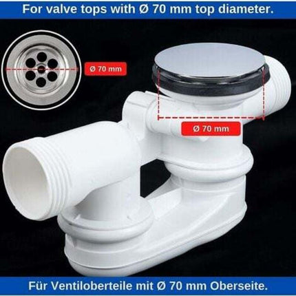 Universal Bathtub Stopper Ø70mm, Adjustable Height, Double Seal, Chrome Brass, Stainless, Compatible with Most Sinks & Bathtubs.