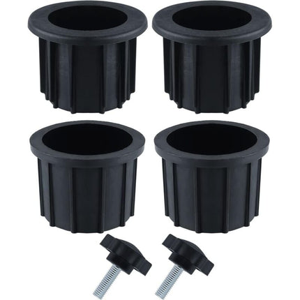6-Piece Balcony Parasol Accessory Set Black - 4 Umbrella Hole Rings and 2 Hand Screws - Compatible with Outdoor Tables and Terraces.