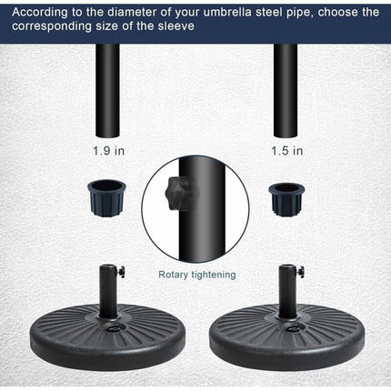 6-Piece Balcony Parasol Accessory Set Black - 4 Umbrella Hole Rings and 2 Hand Screws - Compatible with Outdoor Tables and Terraces.