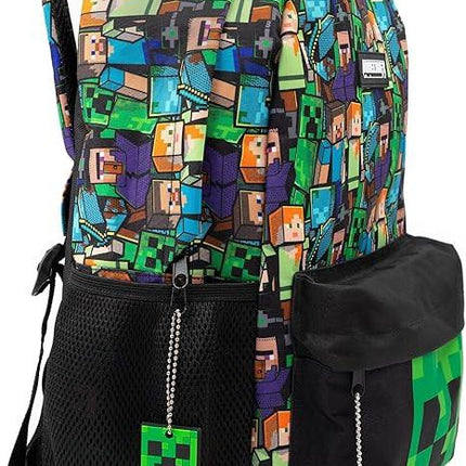 Minecraft Backpack For Boys School Backpack Kids Compatible Minecraft Black Green Creeper Zombie Skeleton Enderman Cave Spider.