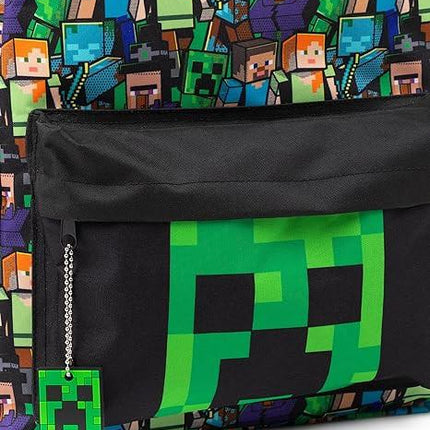 Minecraft Backpack For Boys School Backpack Kids Compatible Minecraft Black Green Creeper Zombie Skeleton Enderman Cave Spider.
