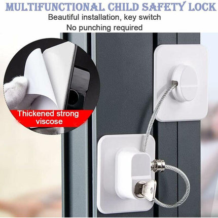 Child Safety Window Locks 4-Pack with 8 Keys, Compatible with Refrigerator Cabinets and Doors.