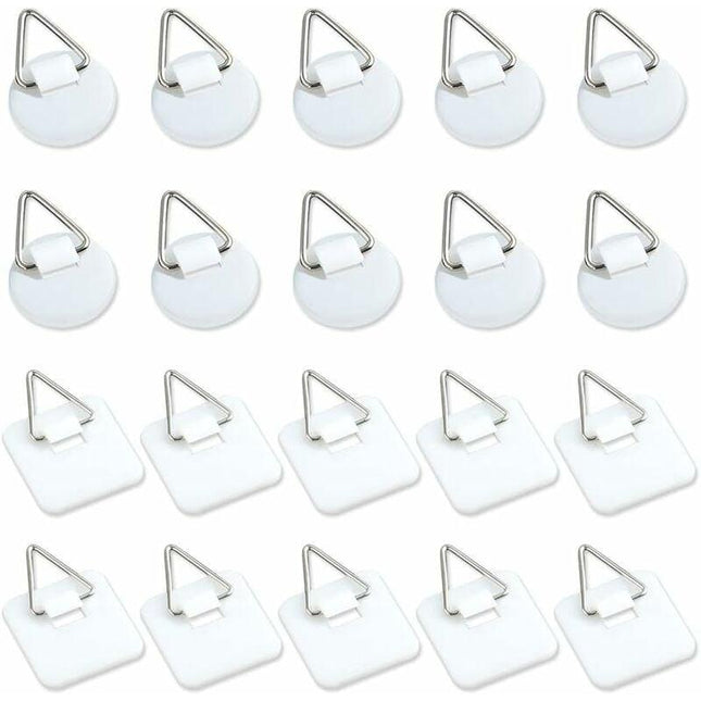 50-Pack 1"" Invisible Adhesive Hangers, Self-Adhesive Vertical Wall Plaque Hangers, Wall Plaques for Plates, Pictures, Decorative Art (White).