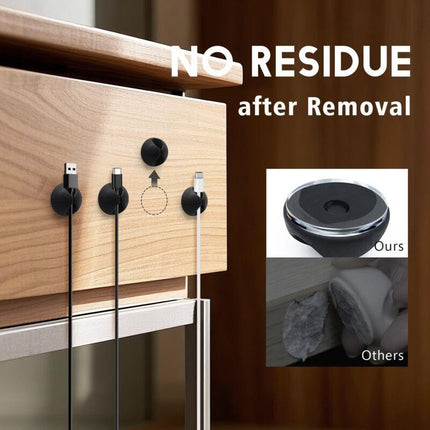Black Self-Adhesive Cable Clips 10-Pack Single Port Cable Organizer Holder Wire Management.