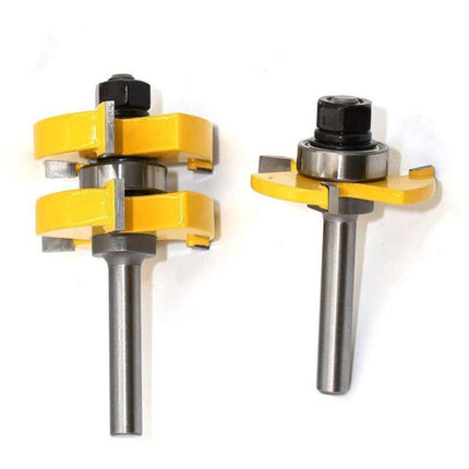Woodworking Router Planer Set with 8 Handles, 2-Piece Tongue and Groove, 3-Groove T-Shank Compatible with 8mm.