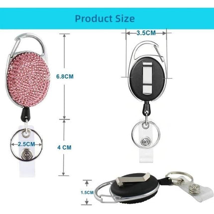 Retractable ID Card Holder Keychain with 3 Slots, Key Ring for Keys, Compatible with Most ID Cards.