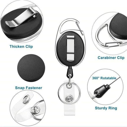 Retractable ID Card Holder Keychain with 3 Slots, Key Ring for Keys, Compatible with Most ID Cards.