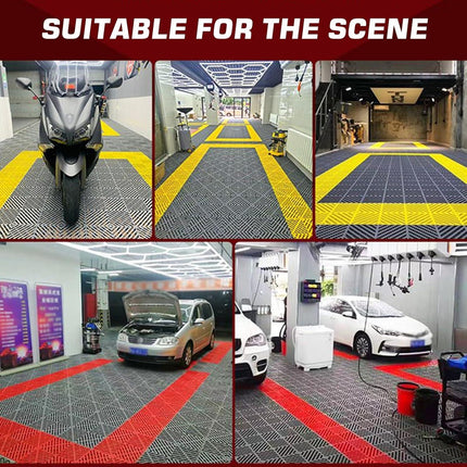 1.8 cm thick plastic interlocking floor tiles/grilles for car wash bays and car detailing shops - plastic divider mats - red （1pc）.