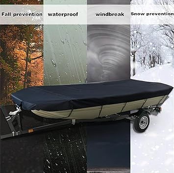 14-16FT：530cm*290cm Boat Cover Trailerable Marine Grade 210D grey.