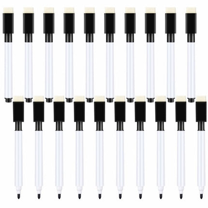 Whiteboard Markers (20-pack) - Small Whiteboard Markers - Black Whiteboard Markers - Fine Whiteboard Markers - Erasable Tip - Children's Whiteboard Markers - Fine Tip - Black.