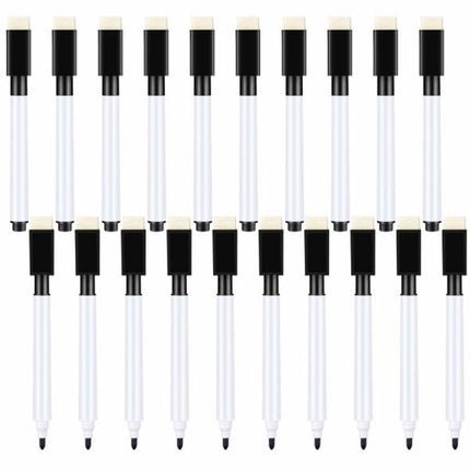 Whiteboard Markers (20-pack) - Small Whiteboard Markers - Black Whiteboard Markers - Fine Whiteboard Markers - Erasable Tip - Children's Whiteboard Markers - Fine Tip - Black.