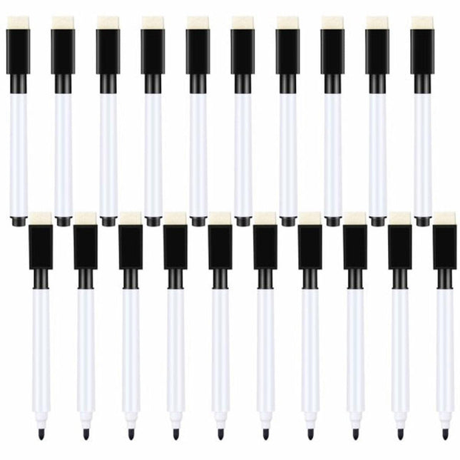 Whiteboard Markers (20-pack) - Small Whiteboard Markers - Black Whiteboard Markers - Fine Whiteboard Markers - Erasable Tip - Children's Whiteboard Markers - Fine Tip - Black.