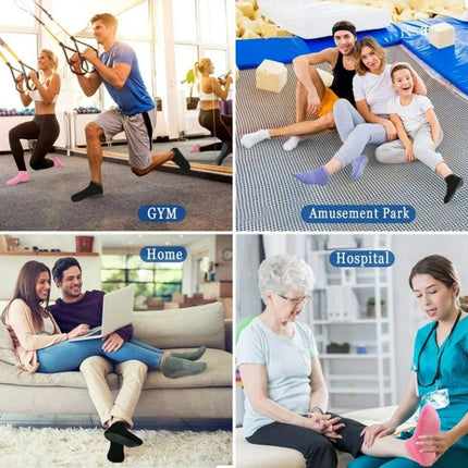 Non-slip socks - Pack of 4 pairs - Yoga and trampoline socks - Non-slip texture - Suitable for family use (black + light gray + pink + purple).